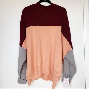 Free People Easy Street Oversized Sweater in peach combo
